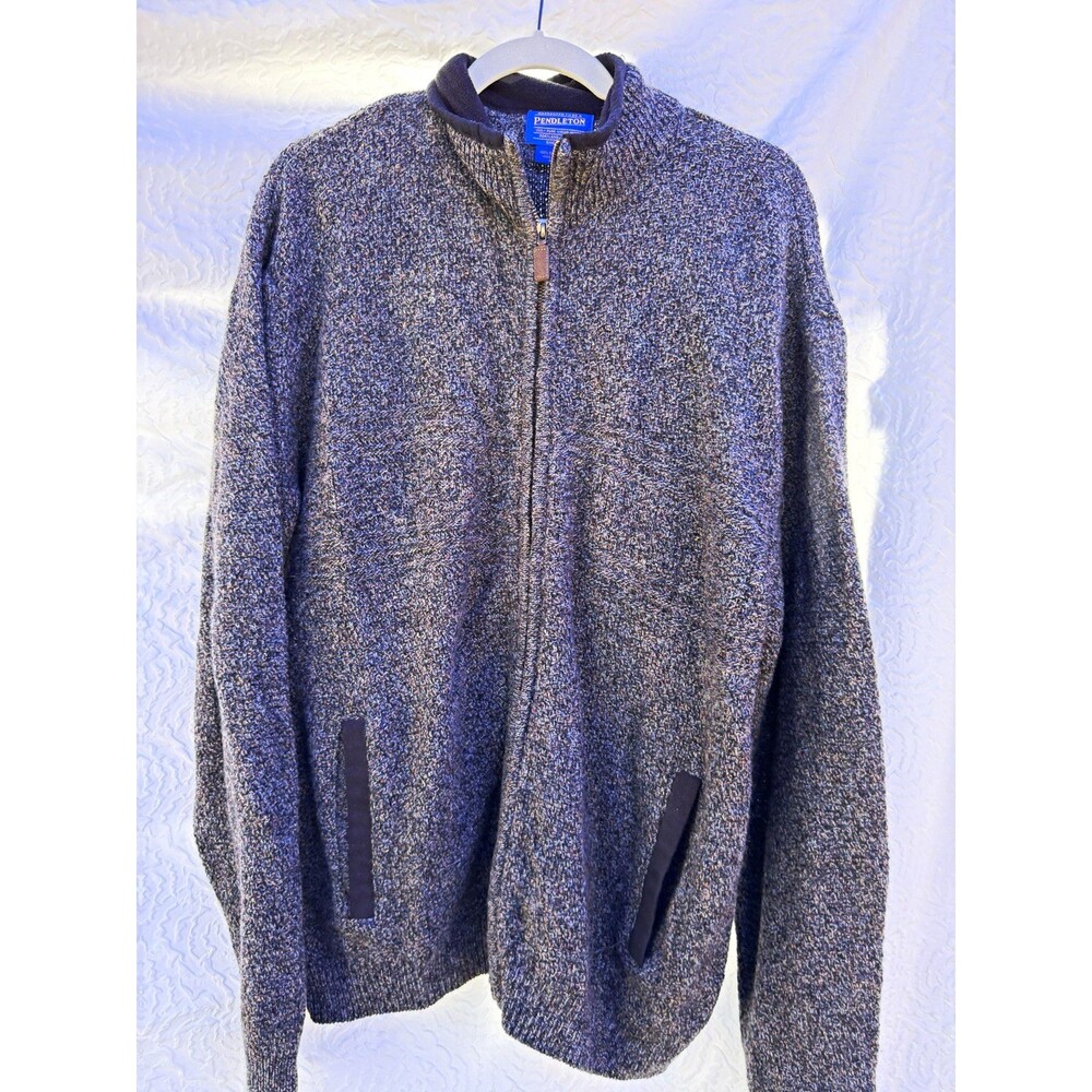 Pendleton Men’s XL 100% Virgin Wool Full Zip Sweater  Gray Made in Mauritius